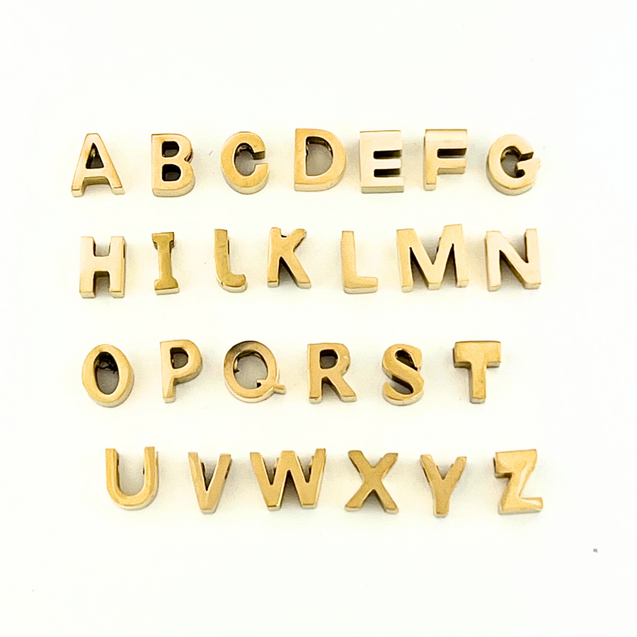 alphabet charms in gold