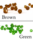picture of brown and green crystal parts for the custom baseball team earrings