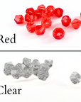 picture of red and clear crystal parts for the custom baseball team earrings