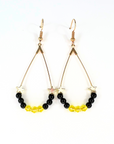 Product picture of custom baseball team earrings in black and yellow