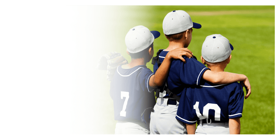 Baseball jewelry fundraiser hero image with youth baseball players at a baseball field