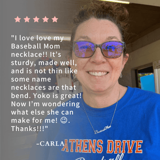 Baseball Mom, Carla's picture and her review on Baseball Mom Necklace in silver