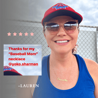 Baseball Mom, Lauren's picture and her review on Baseball Mom Necklace in gold