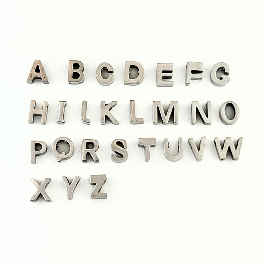 alphabet charms in silver