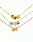 baseball/softball custom charm necklace examples in gold, silver, and rose gold