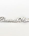 Close up picture of "Baseball Mom" Necklace in silver