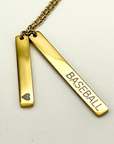 Love Baseball Bar Necklace product close up picture in gold