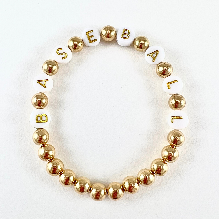 heishi beads baseball bracelet in gold
