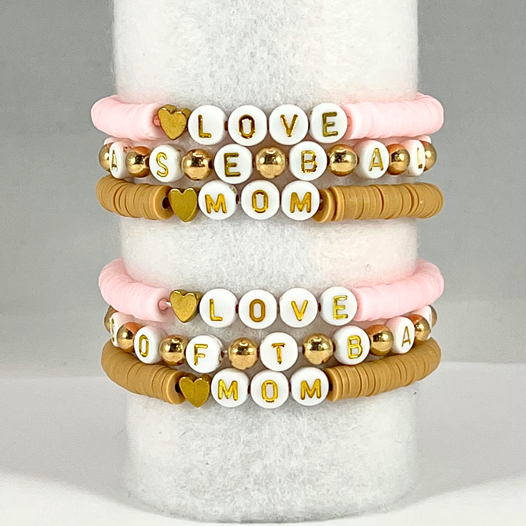 Baseball/Softball Mom Heishi Beads Bracelets - set of 3 – Baseball