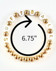 heishi beads softball bracelet in gold with 6.75" measurement